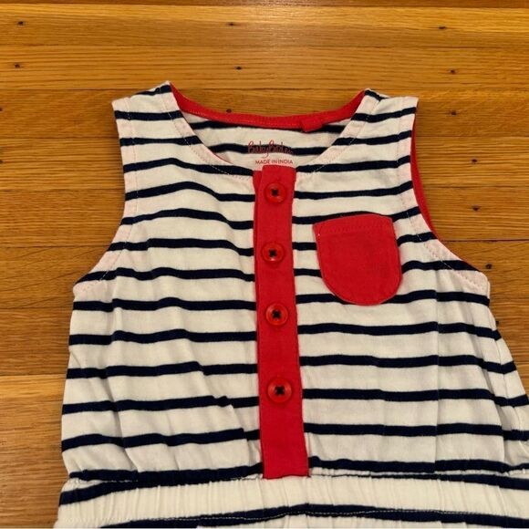 Baby Boden white/navy stripe romper - Picture 4 of 4